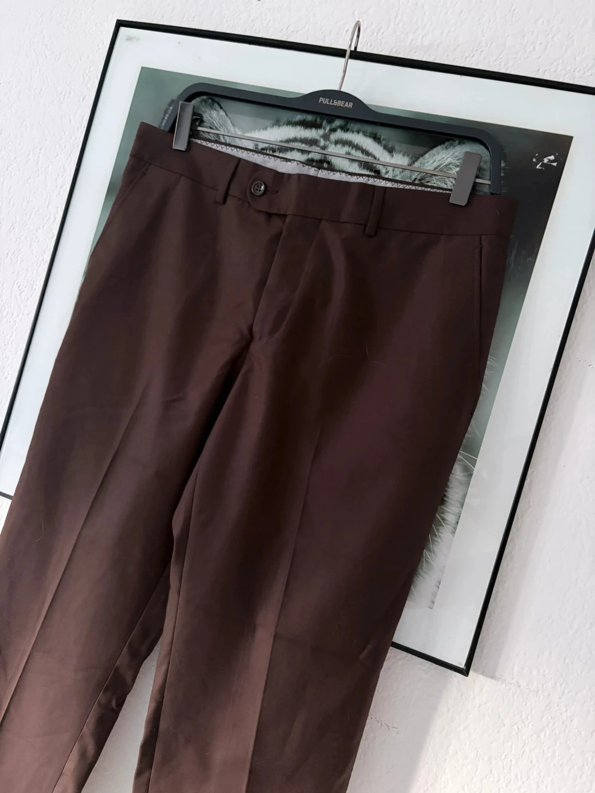 Chocolate brown straight cut men's suit pants size 48 waist M/L – photo 3